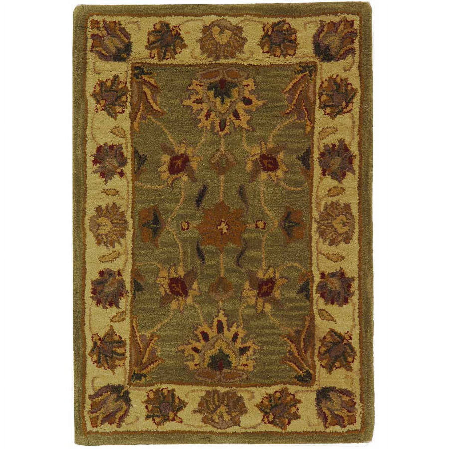 Green and Gold Hand-Tufted Wool Area Rug, 2'3" x 4'