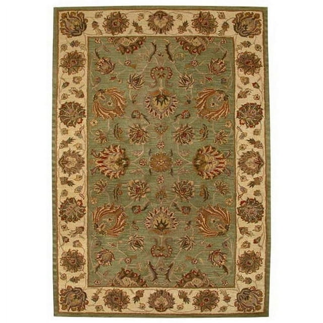 SAFAVIEH Heritage Regis Traditional Wool Area Rug, Green/Gold, 3'6" x 3'6" Round