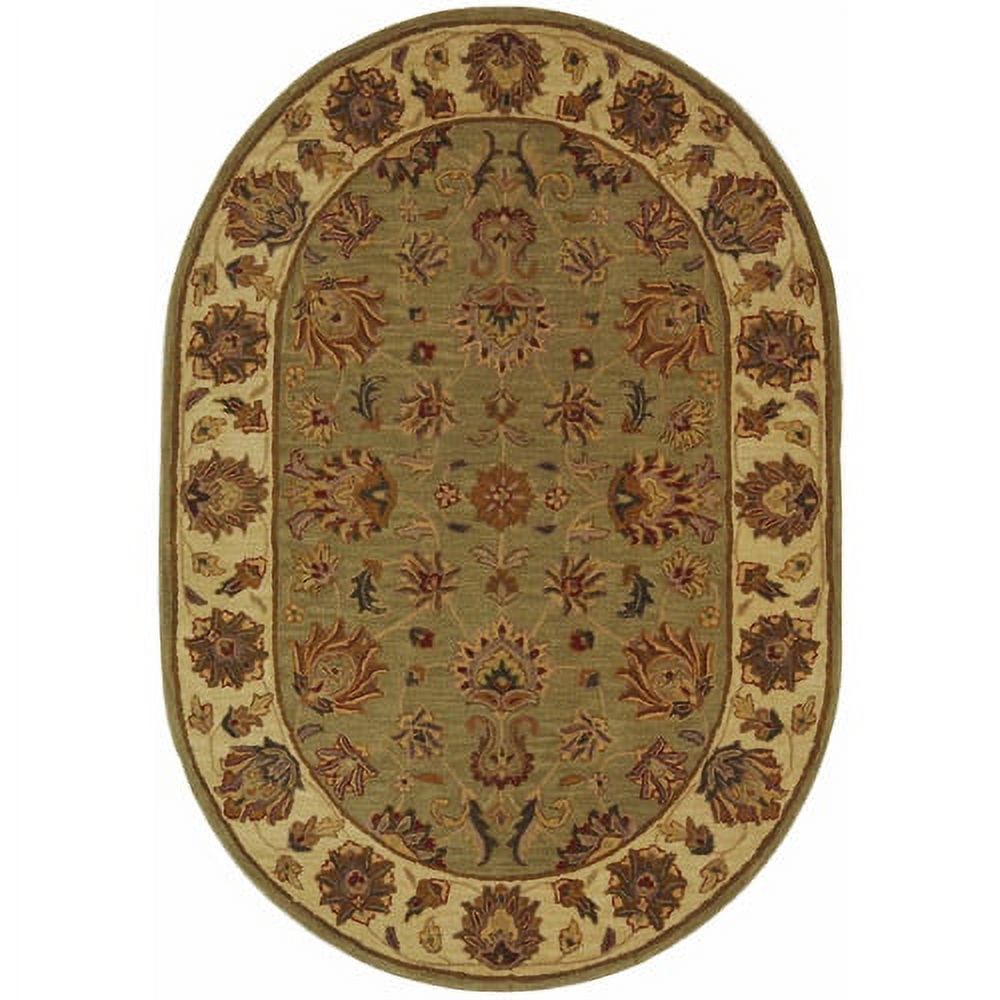 SAFAVIEH Heritage Regis Traditional Wool Area Rug, Green/Gold, 4'6" x 6'6" Oval - image 1 of 10