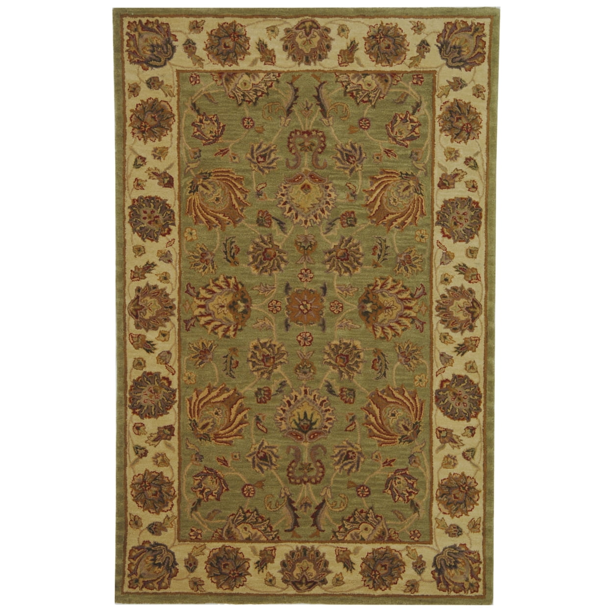 Heritage 5' x 8' Green and Gold Hand-Tufted Wool Area Rug