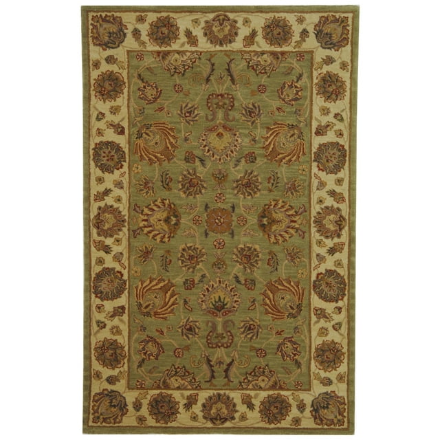 SAFAVIEH Heritage Regis Traditional Wool Area Rug, Green/Gold, 5' x 8'