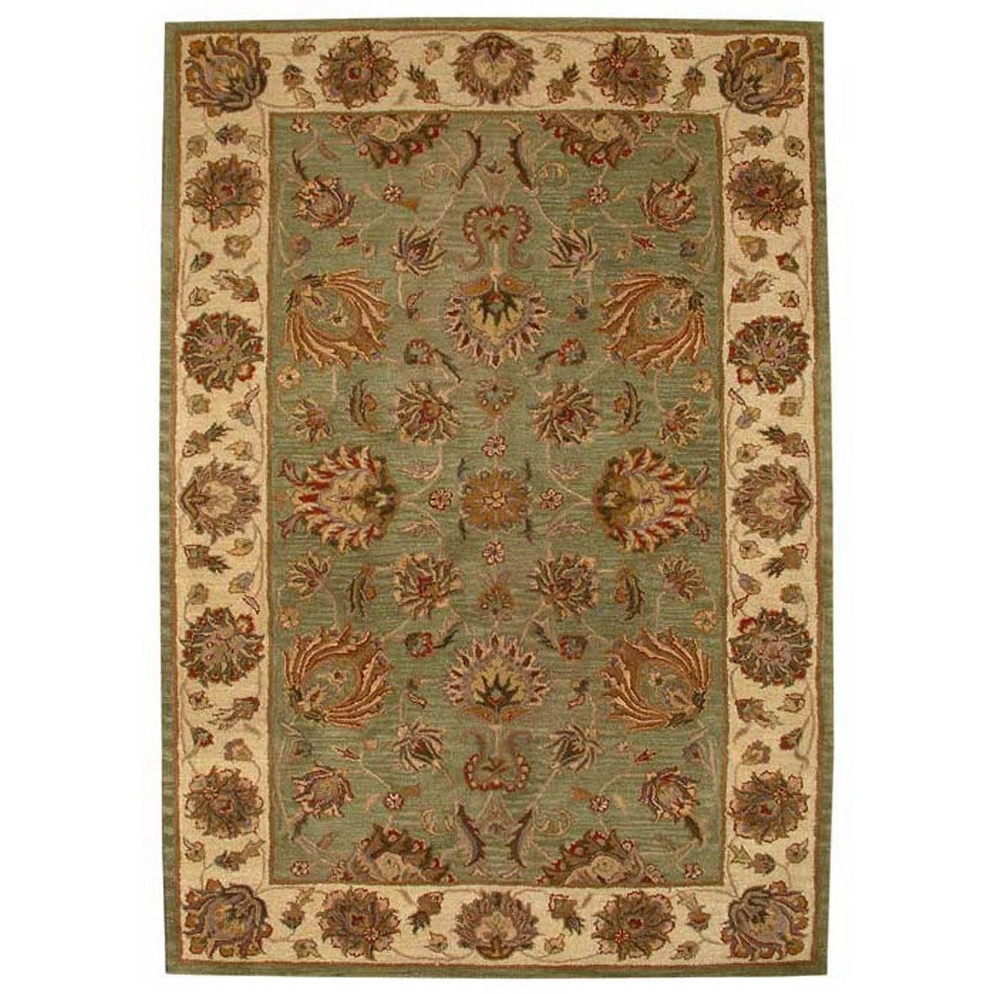 Green and Gold Hand-Tufted Wool 6' x 9' Area Rug