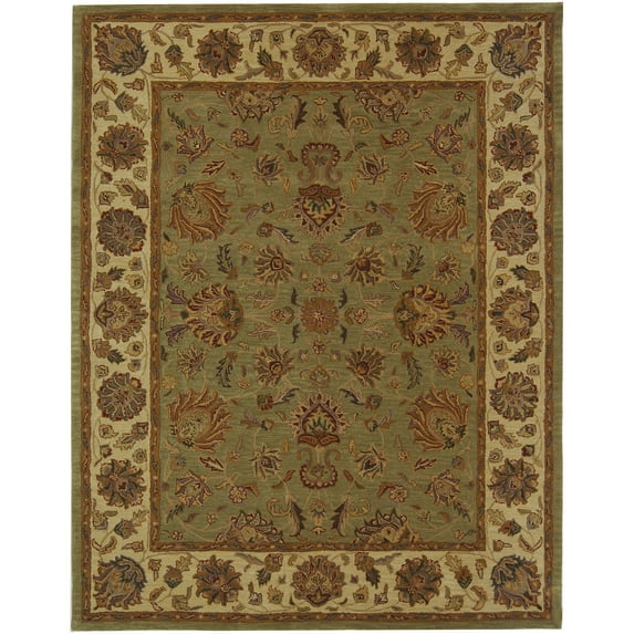 SAFAVIEH Heritage Regis Traditional Wool Area Rug, Green/Gold, 9'6" x 13'6"