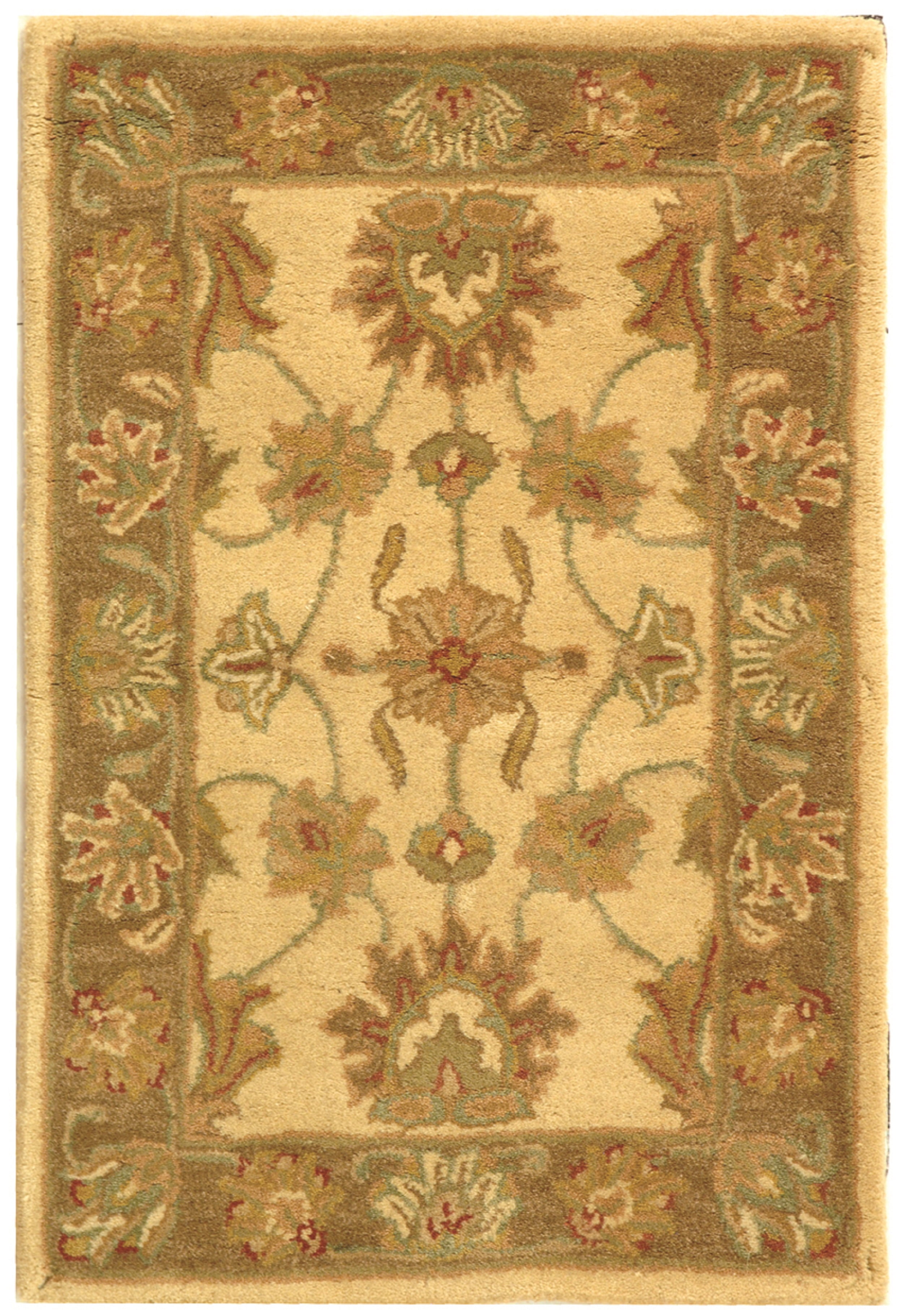 Elegant Heritage Ivory & Brown Wool Oval Rug, 2'3" x 4'