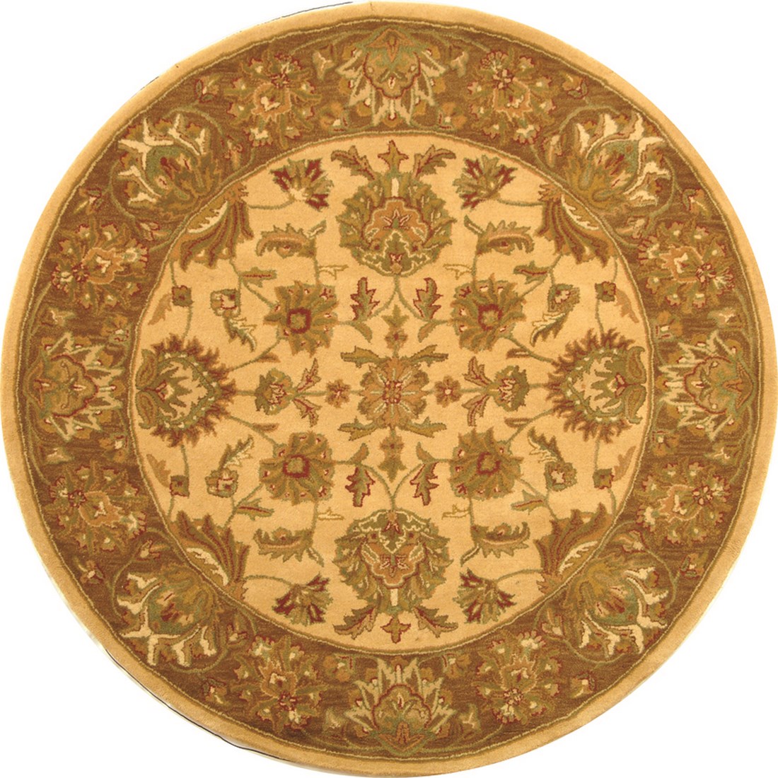SAFAVIEH Heritage Regis Traditional Wool Area Rug, Ivory/Brown, 3'6" x 3'6" Round - image 1 of 9