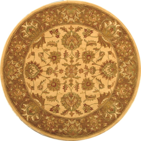 SAFAVIEH Heritage Regis Traditional Wool Area Rug, Ivory/Brown, 3'6" x 3'6" Round