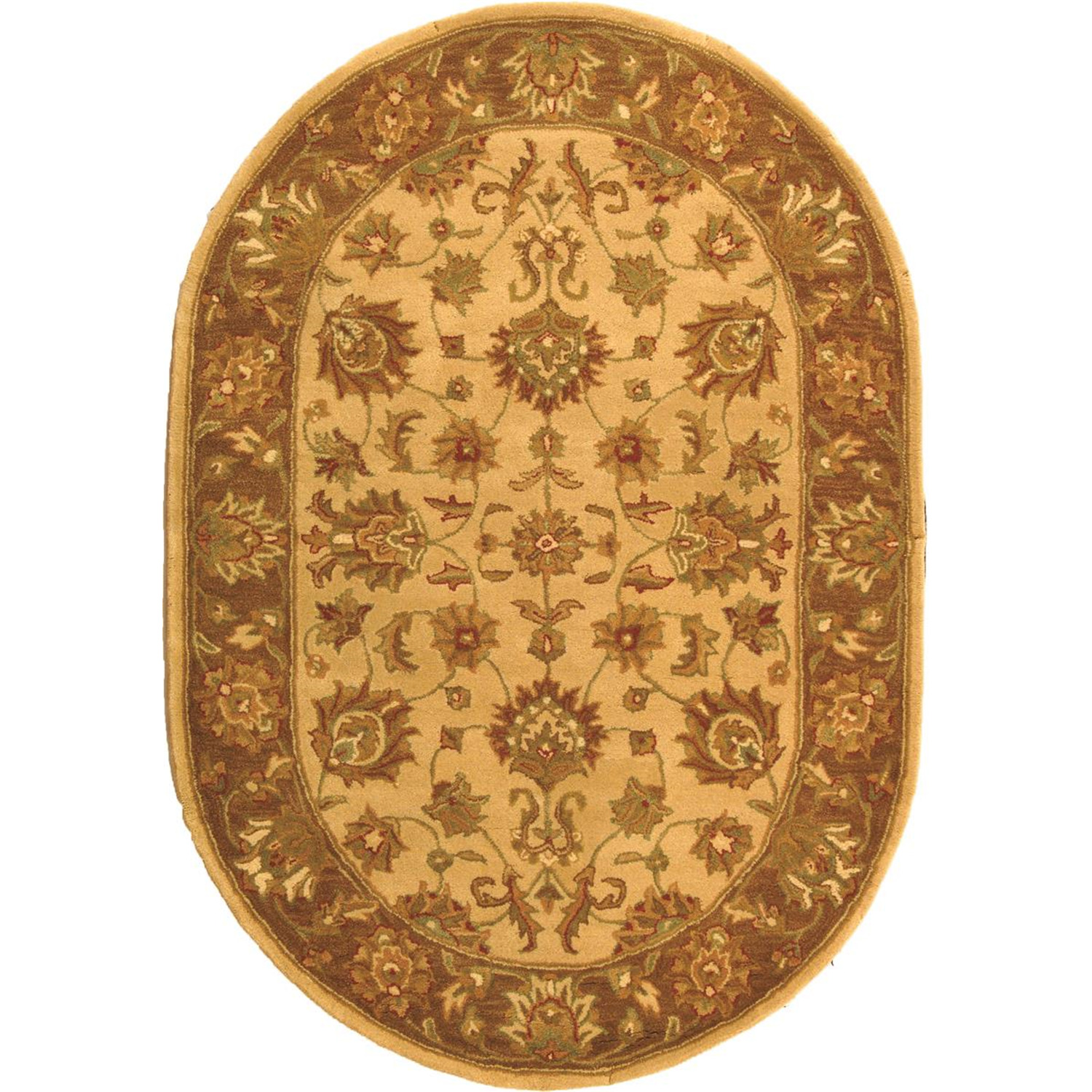 SAFAVIEH Heritage Regis Traditional Wool Area Rug, Ivory/Brown, 4'6" x 6'6" Oval - image 1 of 9
