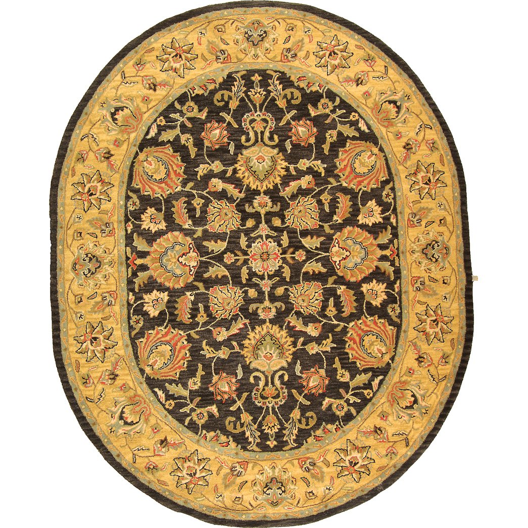SAFAVIEH Heritage Regis Traditional Wool Area Rug, Ivory/Brown, 7'6" x 9'6" Oval - image 1 of 9