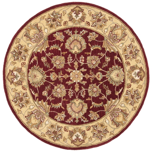 SAFAVIEH Heritage Regis Traditional Wool Area Rug, Red/Gold, 3'6" x 3'6" Round
