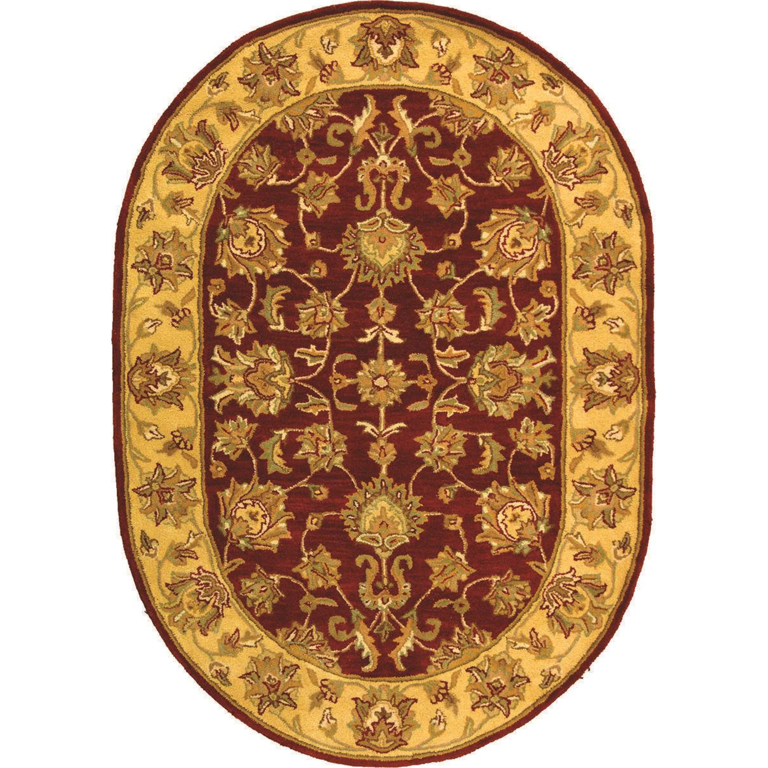 SAFAVIEH Heritage Regis Traditional Wool Area Rug, Red/Gold, 4'6" x 6'6" Oval - image 1 of 9