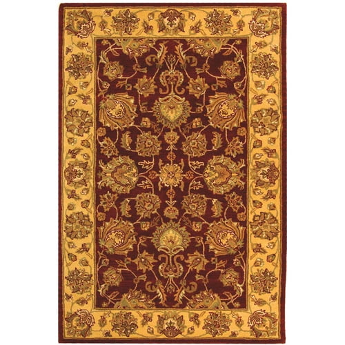 Hand-Tufted Red and Gold Wool 4' x 6' Area Rug