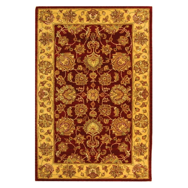 SAFAVIEH Heritage Regis Traditional Wool Area Rug, Red/Gold, 8' x 8' Round
