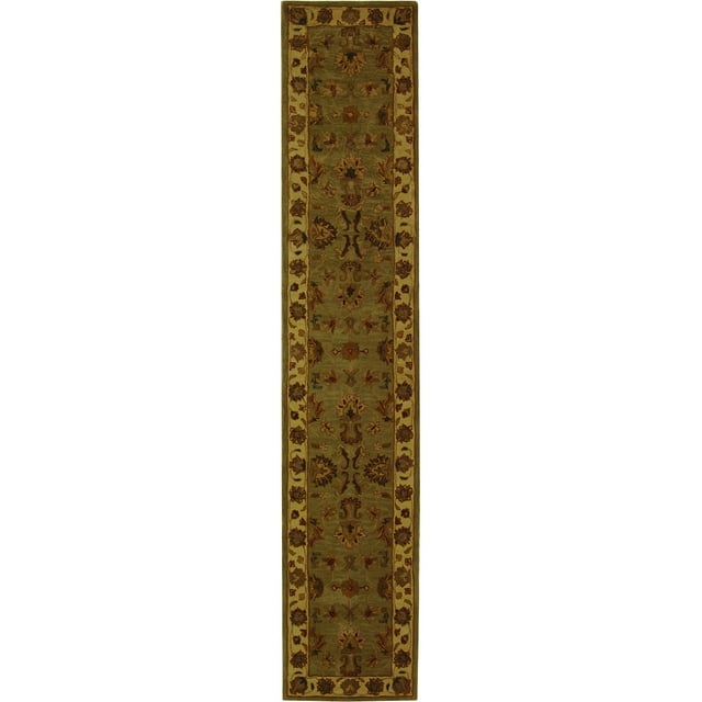 SAFAVIEH Heritage Regis Traditional Wool Runner Rug, Green/Gold, 2'3" x 10'