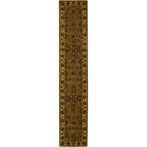 SAFAVIEH Heritage Regis Traditional Wool Runner Rug, Green/Gold, 2'3" x 14'