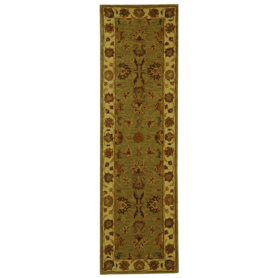SAFAVIEH Heritage Regis Traditional Wool Runner Rug, Green/Gold, 2'3" x 20'