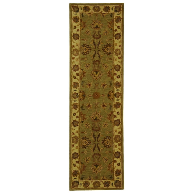 SAFAVIEH Heritage Regis Traditional Wool Runner Rug, Green/Gold, 2'3" x 20'
