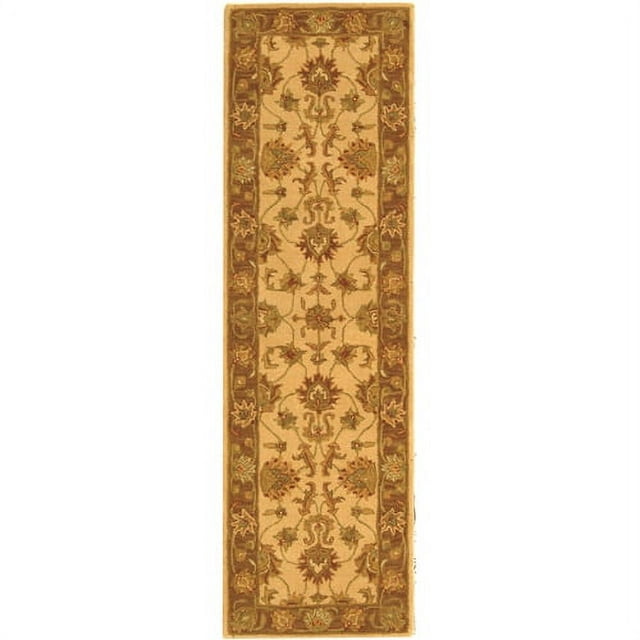 SAFAVIEH Heritage Regis Traditional Wool Runner Rug, Ivory/Brown, 2'3" x 10'
