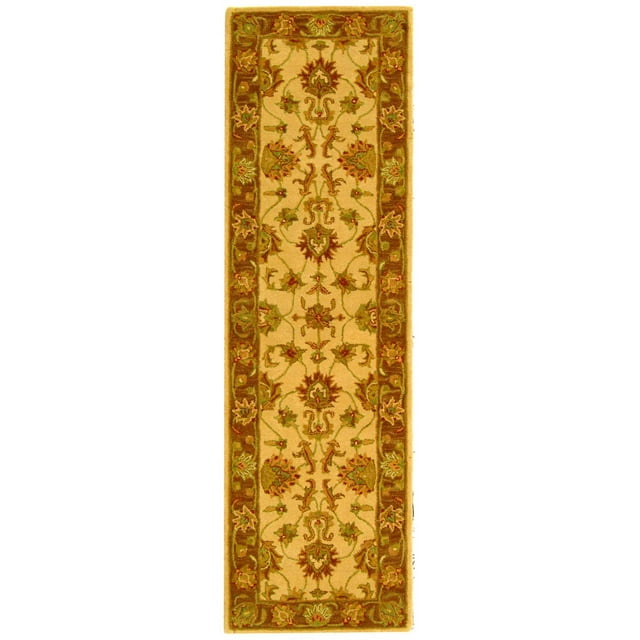 SAFAVIEH Heritage Regis Traditional Wool Runner Rug, Ivory/Brown, 2'3" x 12'