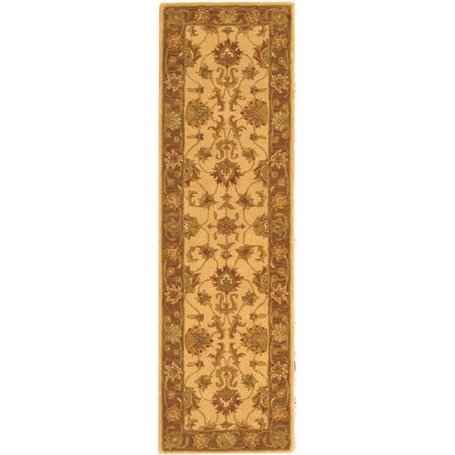 Ivory and Brown Handmade Wool Tufted Runner Rug 2'3" x 8'