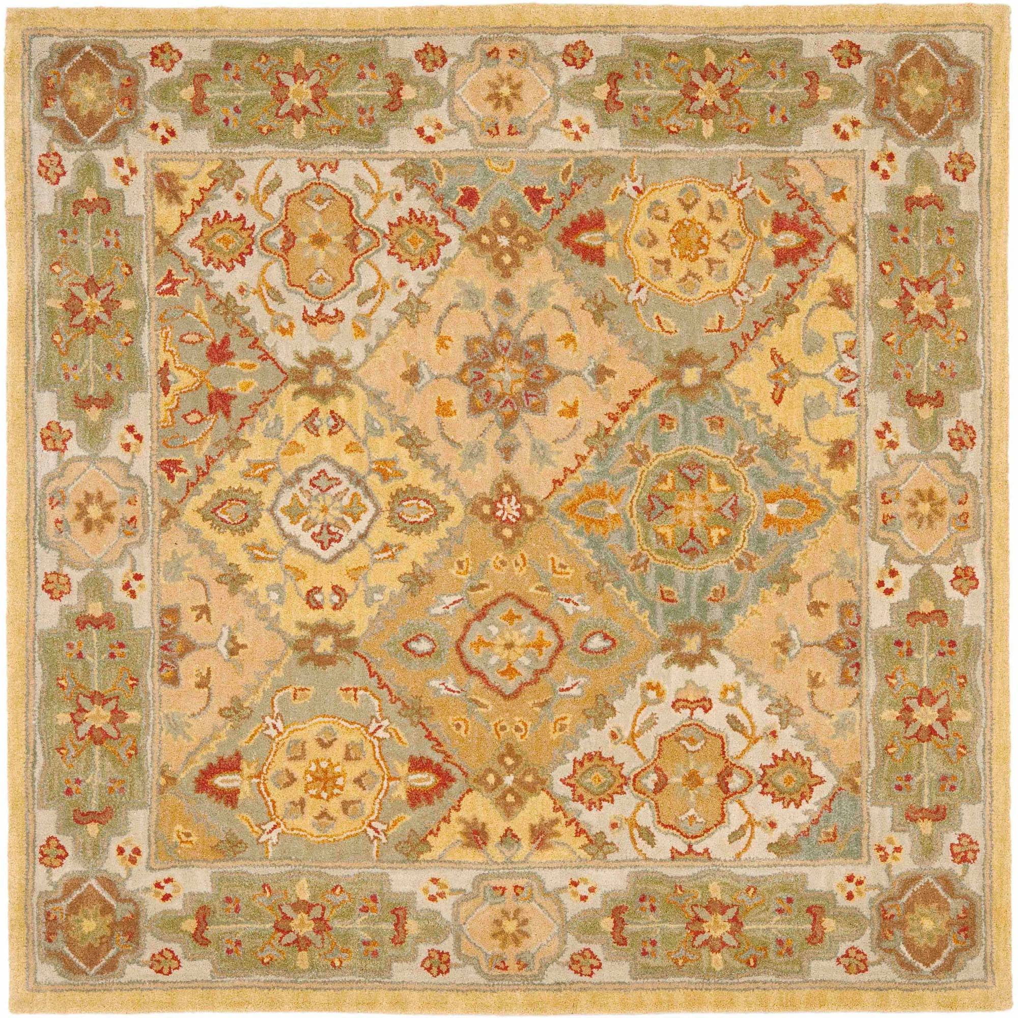 Ivory and Multi 6' x 6' Hand-Tufted Wool Area Rug