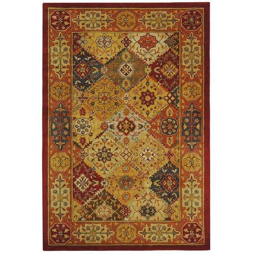 Elegant Red Floral Hand-Tufted Wool Runner Rug, 5' x 12'