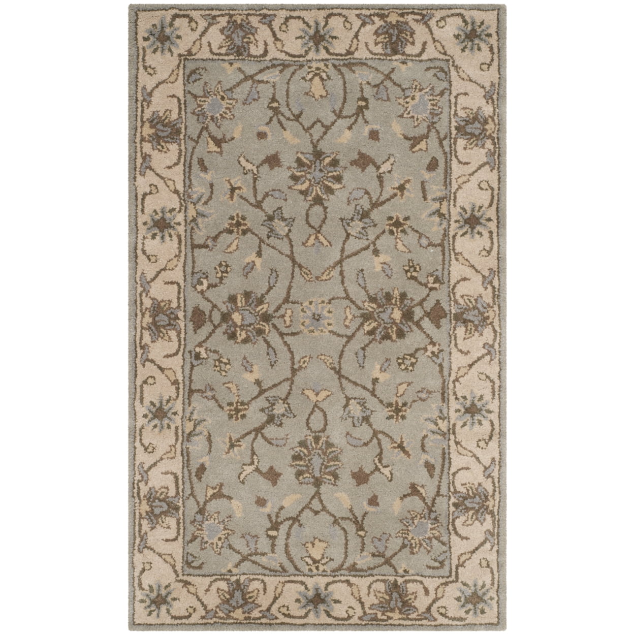 Elegant Heritage Hand-Tufted Wool Area Rug in Beige/Grey, 3' x 5'