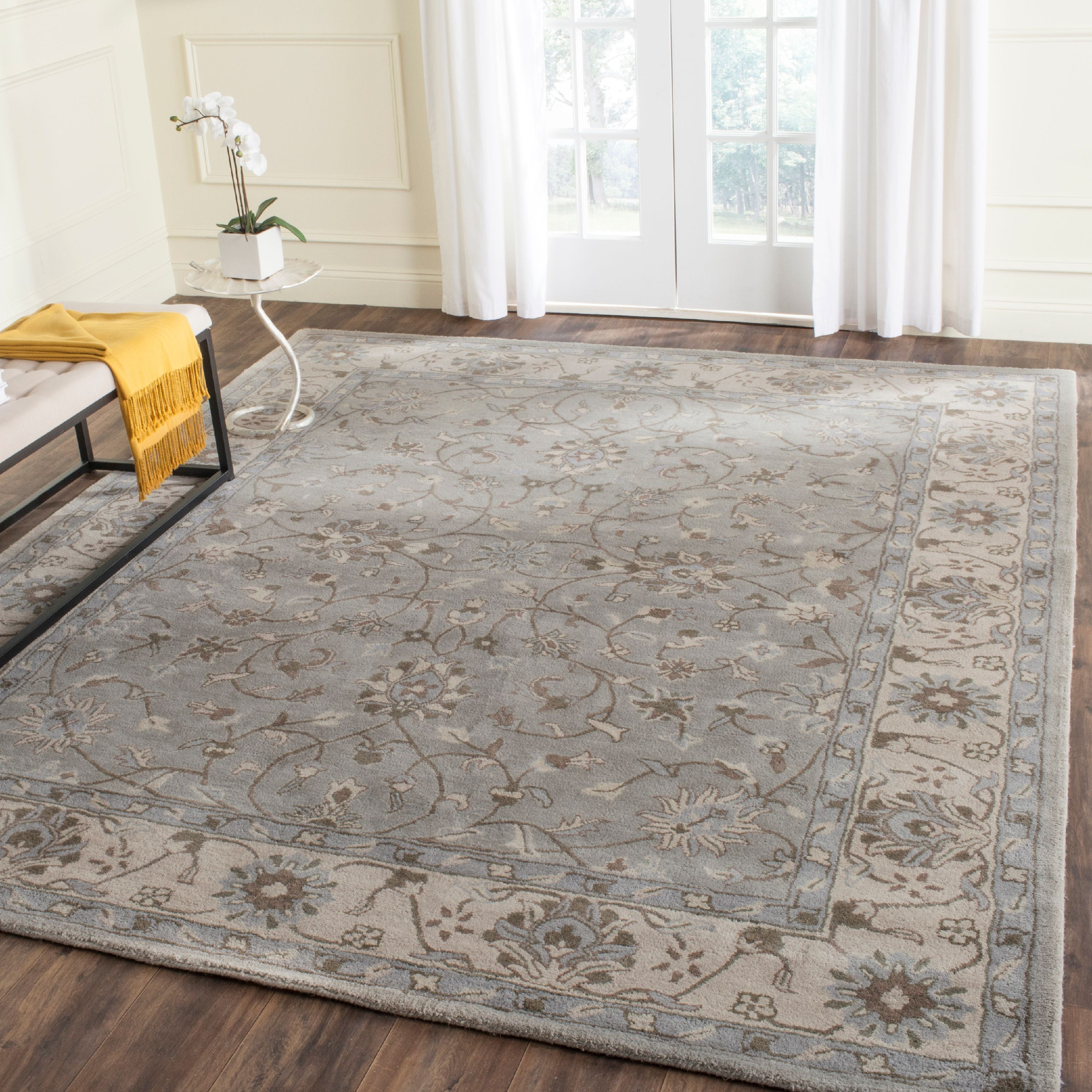 Hand-Tufted Elegance Gray Wool Rectangular Area Rug, 9'6" x 13'6"