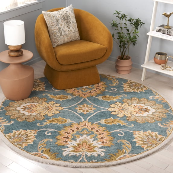 Safavieh Heritage Roderick Medallion Area Rug, Blue/Yellow, 6' x 6' Round
