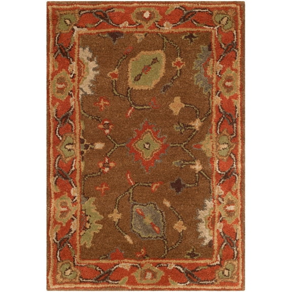 SAFAVIEH Heritage Rothesay Traditional Wool Area Rug, Moss/Rust, 2' x 3'