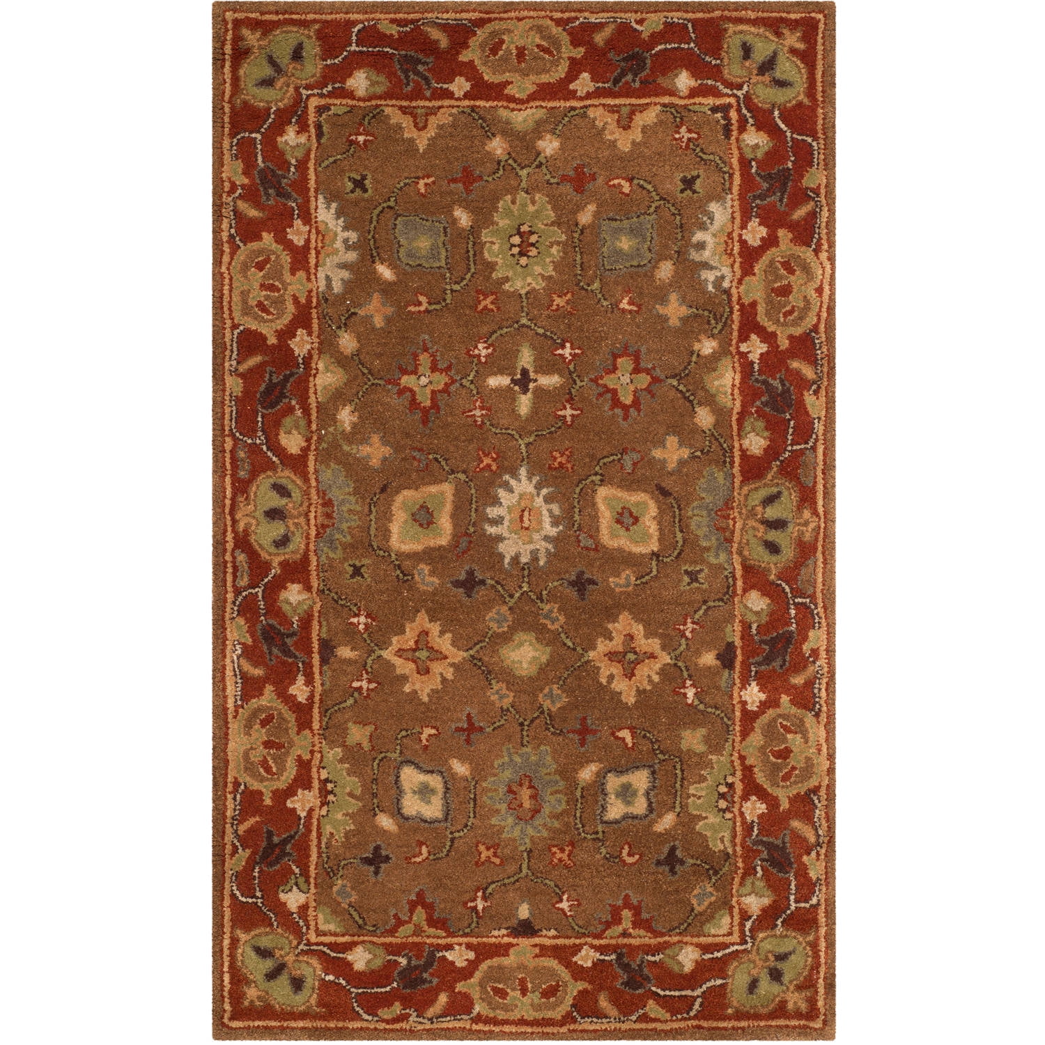 Moss & Rust Hand-Tufted Wool Rectangular Rug - Easy Care, 3' x 5'