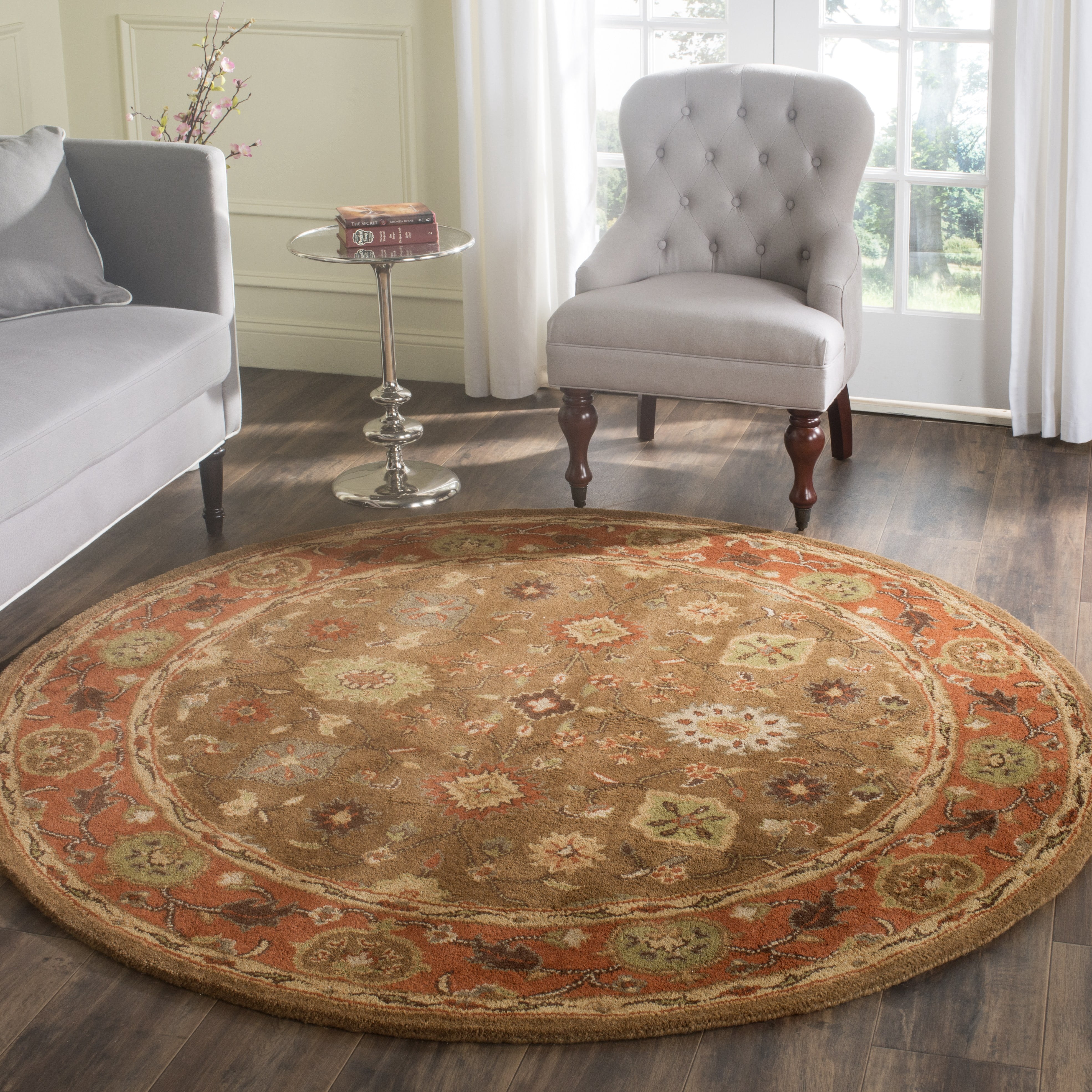 Safavieh Heritage Rothesay Oriental Wool Area Rug, Moss/Rust, 6' x 6' Round