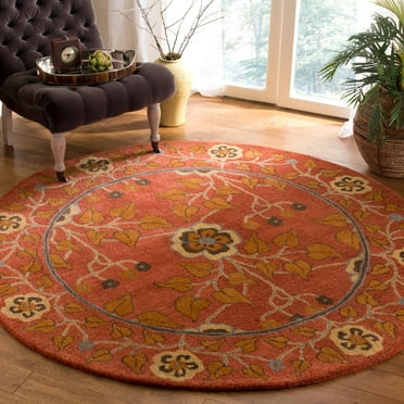 SAFAVIEH Heritage Sashka Traditional Wool Area Rug, Red/Multi, 6' x 6' Round