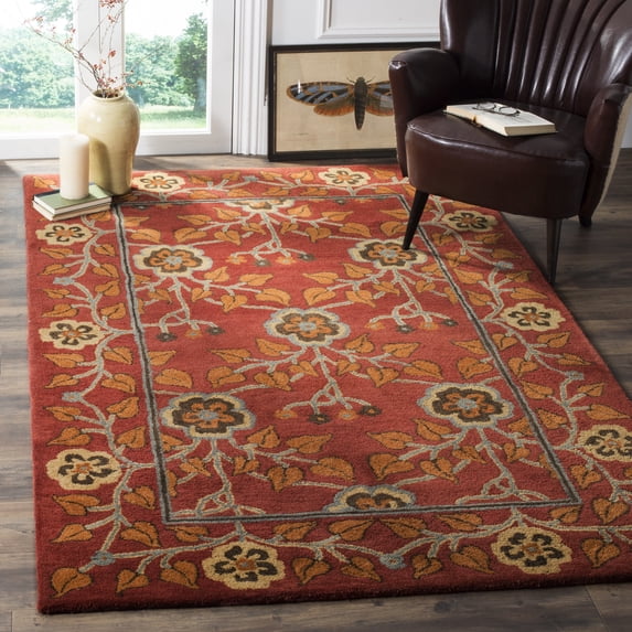 SAFAVIEH Heritage Sashka Traditional Wool Area Rug, Red/Multi, 9' x 12'