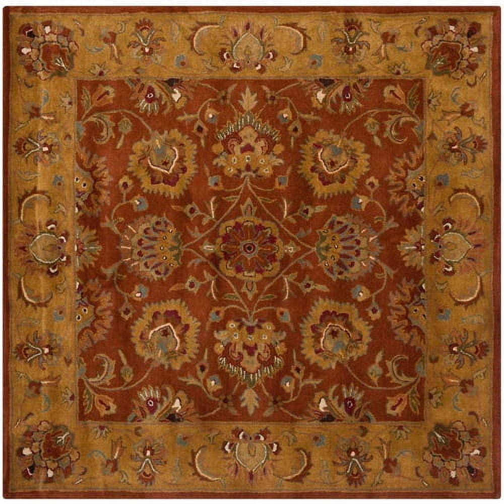 Handmade Red and Natural Wool Tufted Area Rug, 7'6" x 9'6"