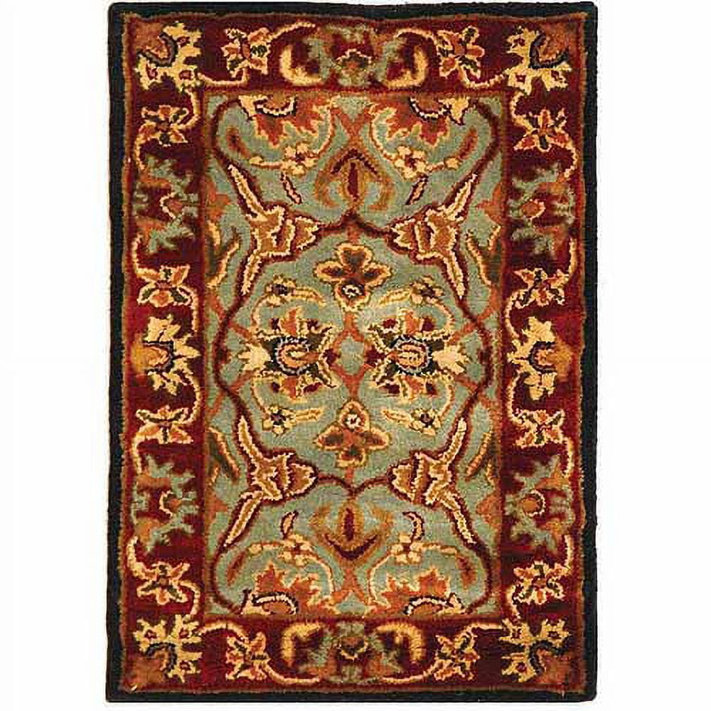 Elegant Heritage Light Blue Hand-Tufted Wool Rectangular Rug
