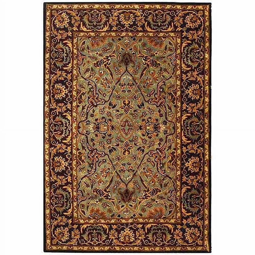 Hand-Tufted Light Blue and Red Wool Area Rug, 5' x 8'