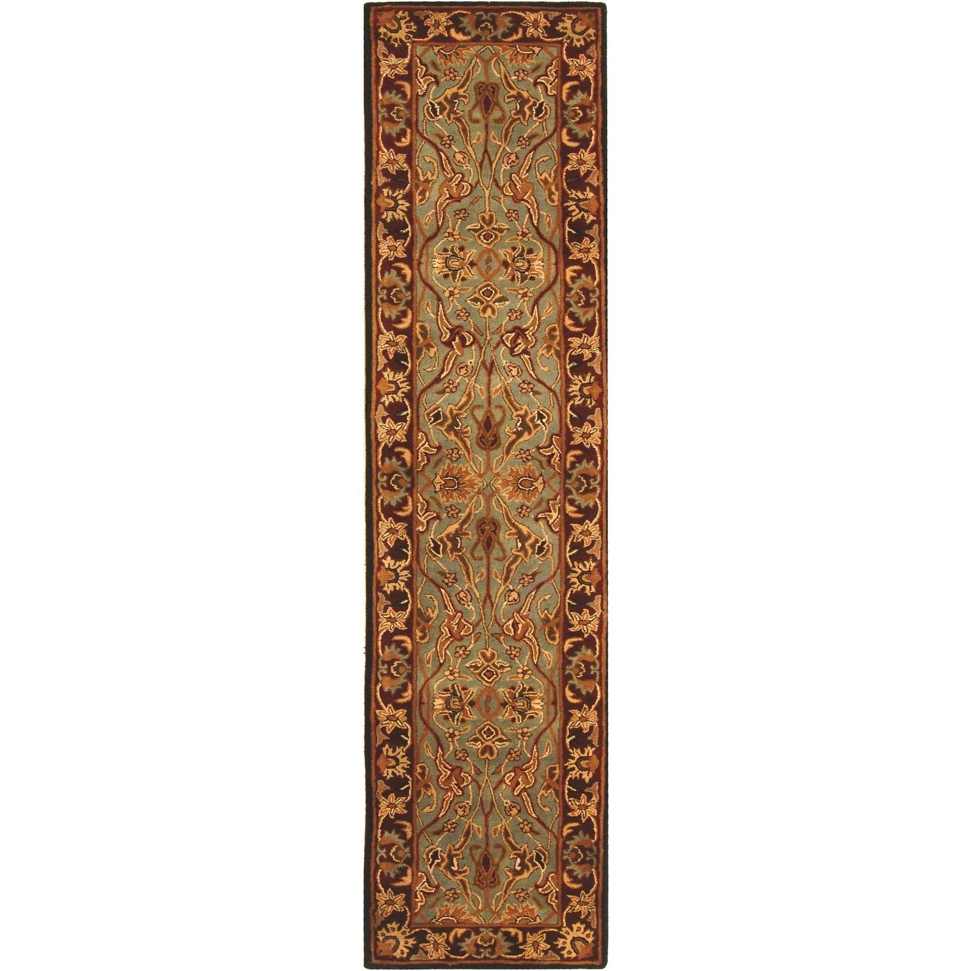 Heritage Light Blue and Red Wool Hand-Tufted Runner Rug