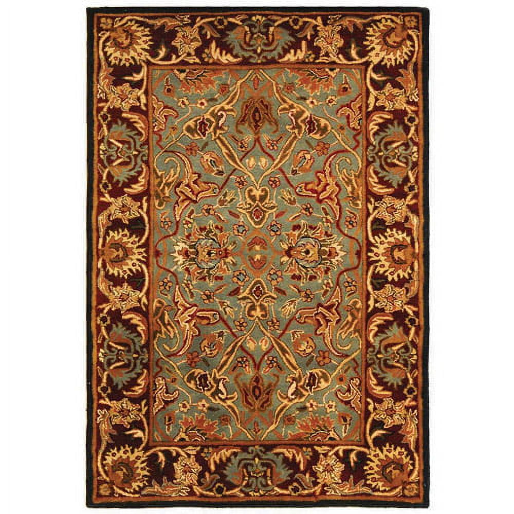 Hand-Tufted Red and Light Blue Wool 4' x 6' Area Rug