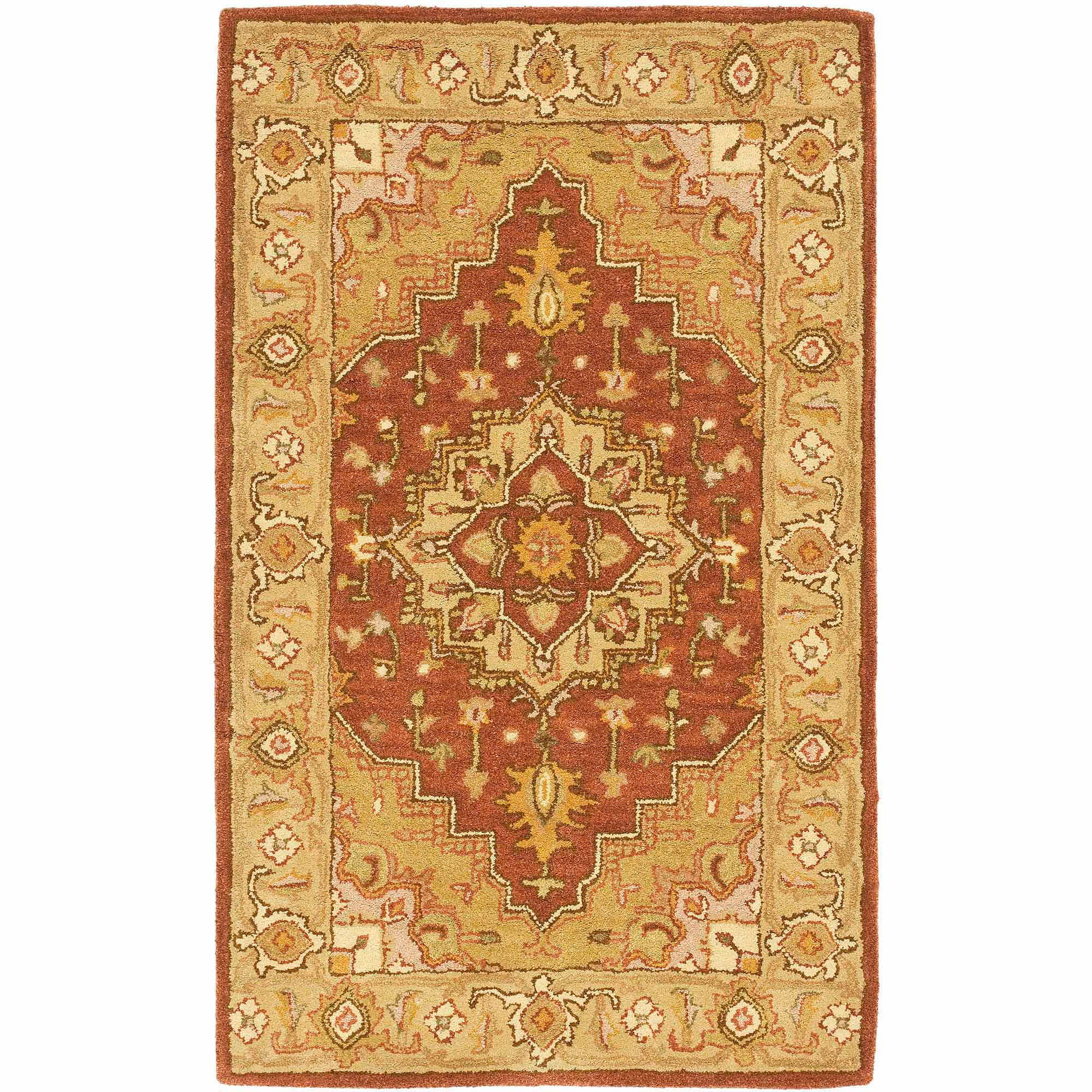 Rust and Gold Hand-Tufted Wool Area Rug 2'3" x 4'