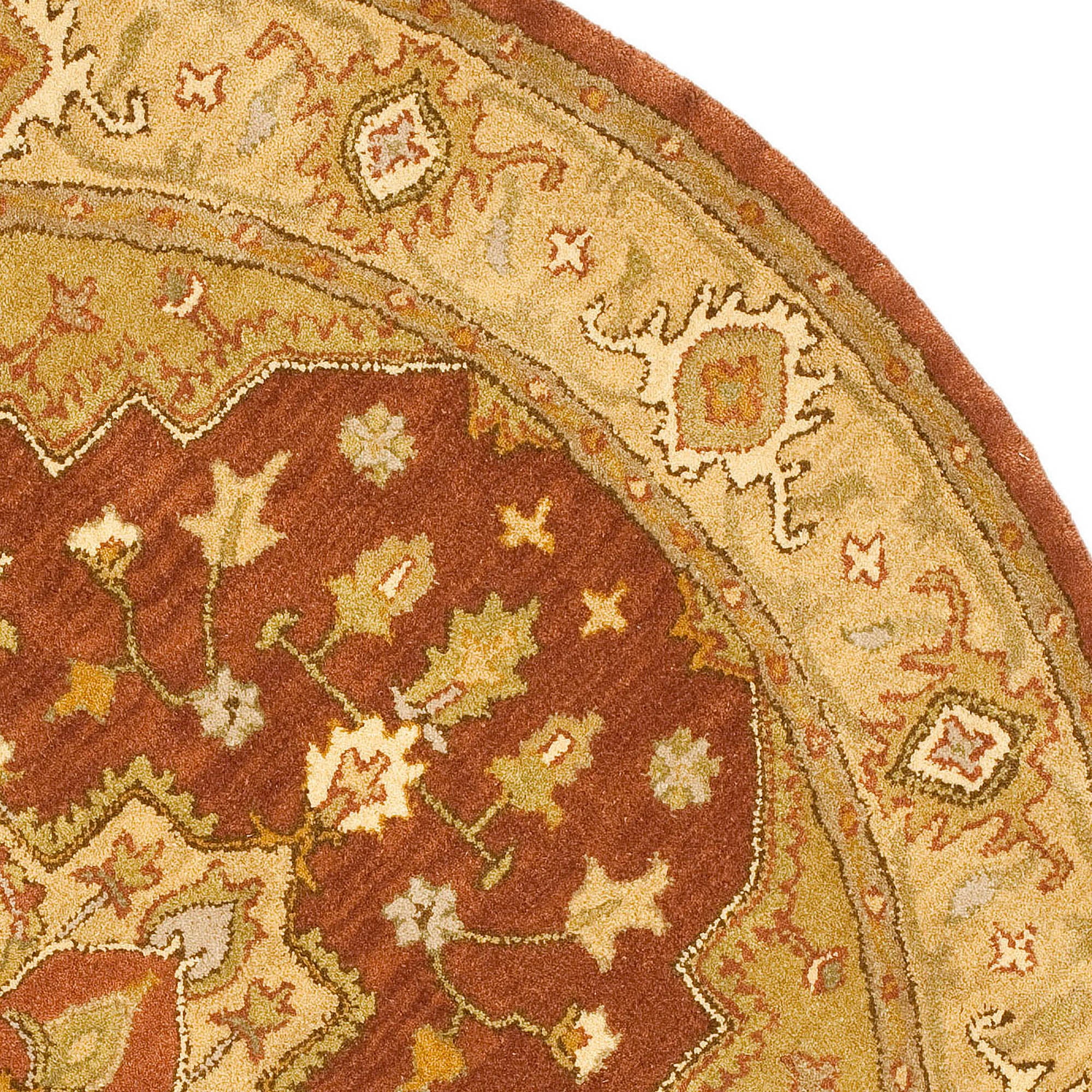 Hand-Tufted Elegance Round Wool Area Rug in Rust Red, 6' Diameter
