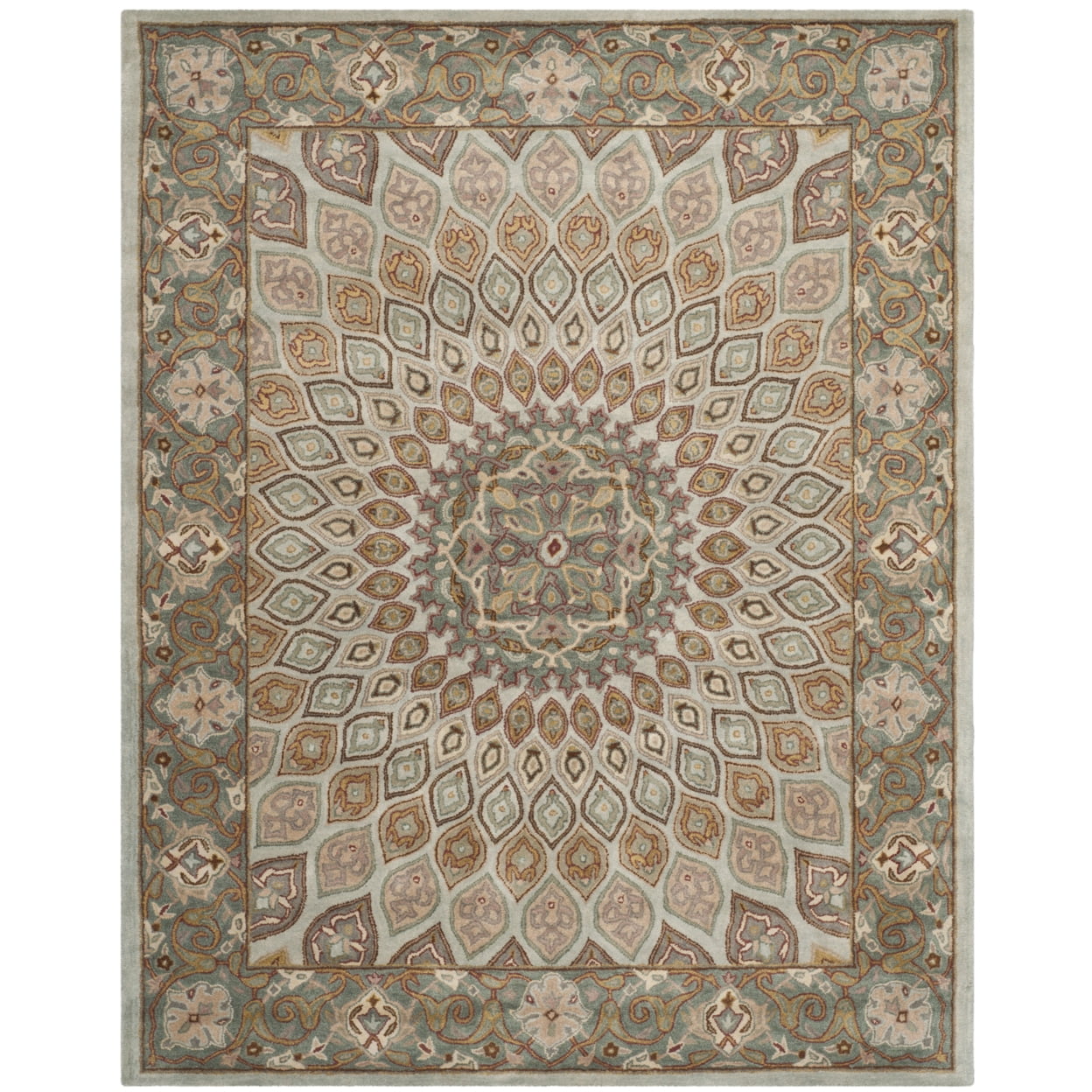 Blue and Grey Hand-Tufted Wool Area Rug, 9' x 12'