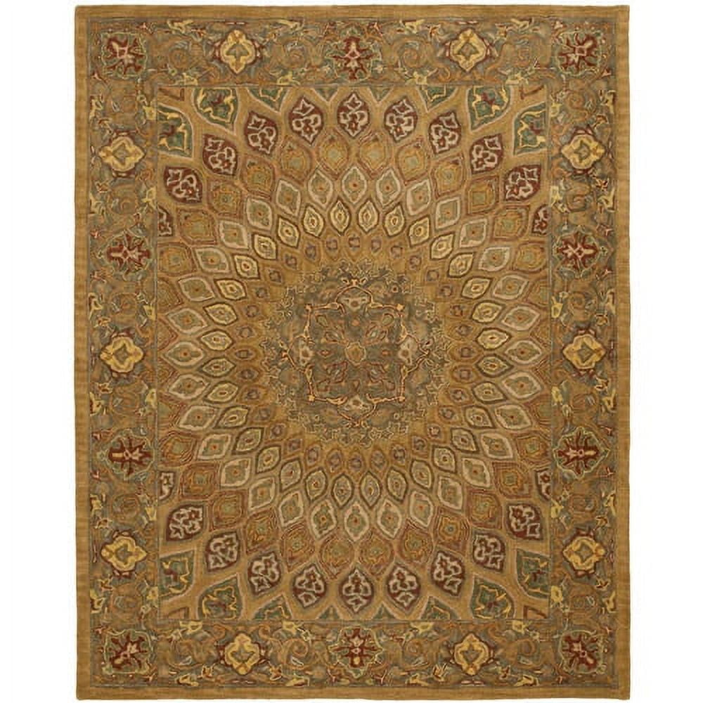 Handmade Light Brown and Gray Wool Area Rug