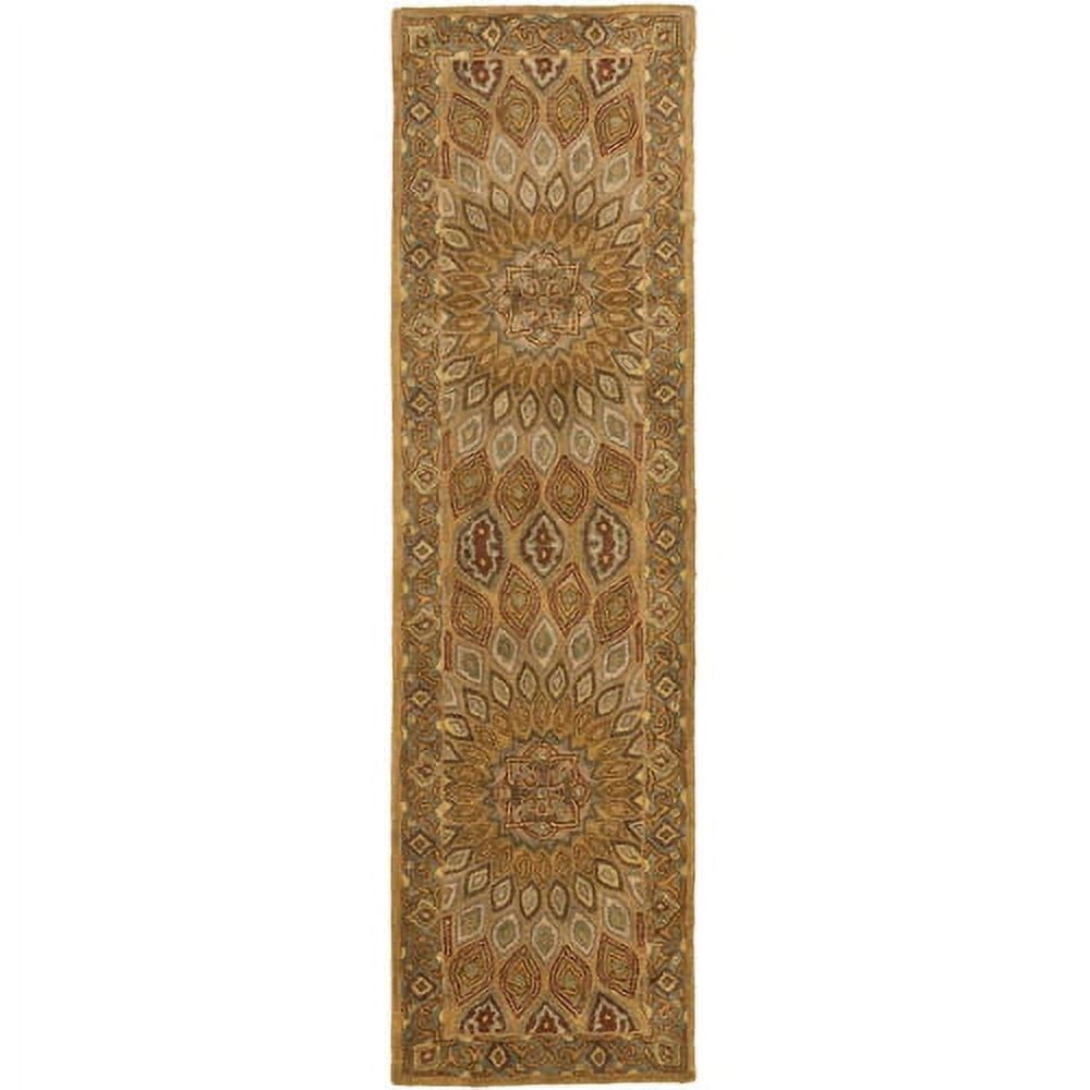 Gray and Light Brown Hand-Tufted Wool Runner Rug