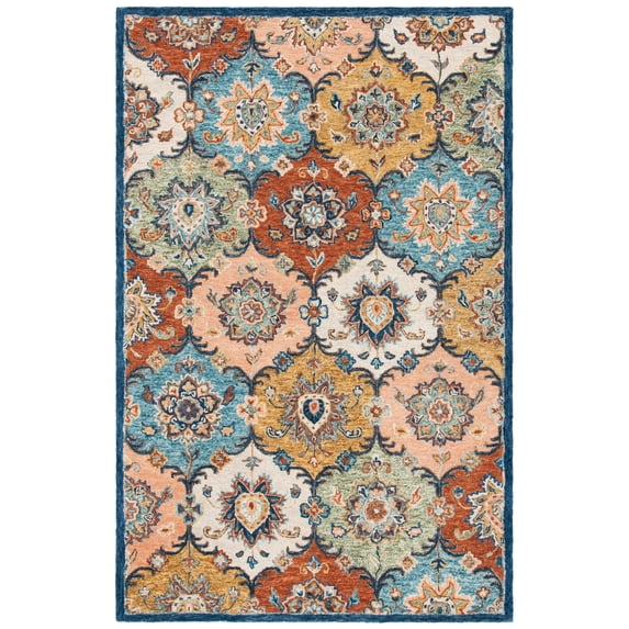 SAFAVIEH Heritage Skylar Oriental Wool Area Rug, Blue/Rust, 3' x 5'