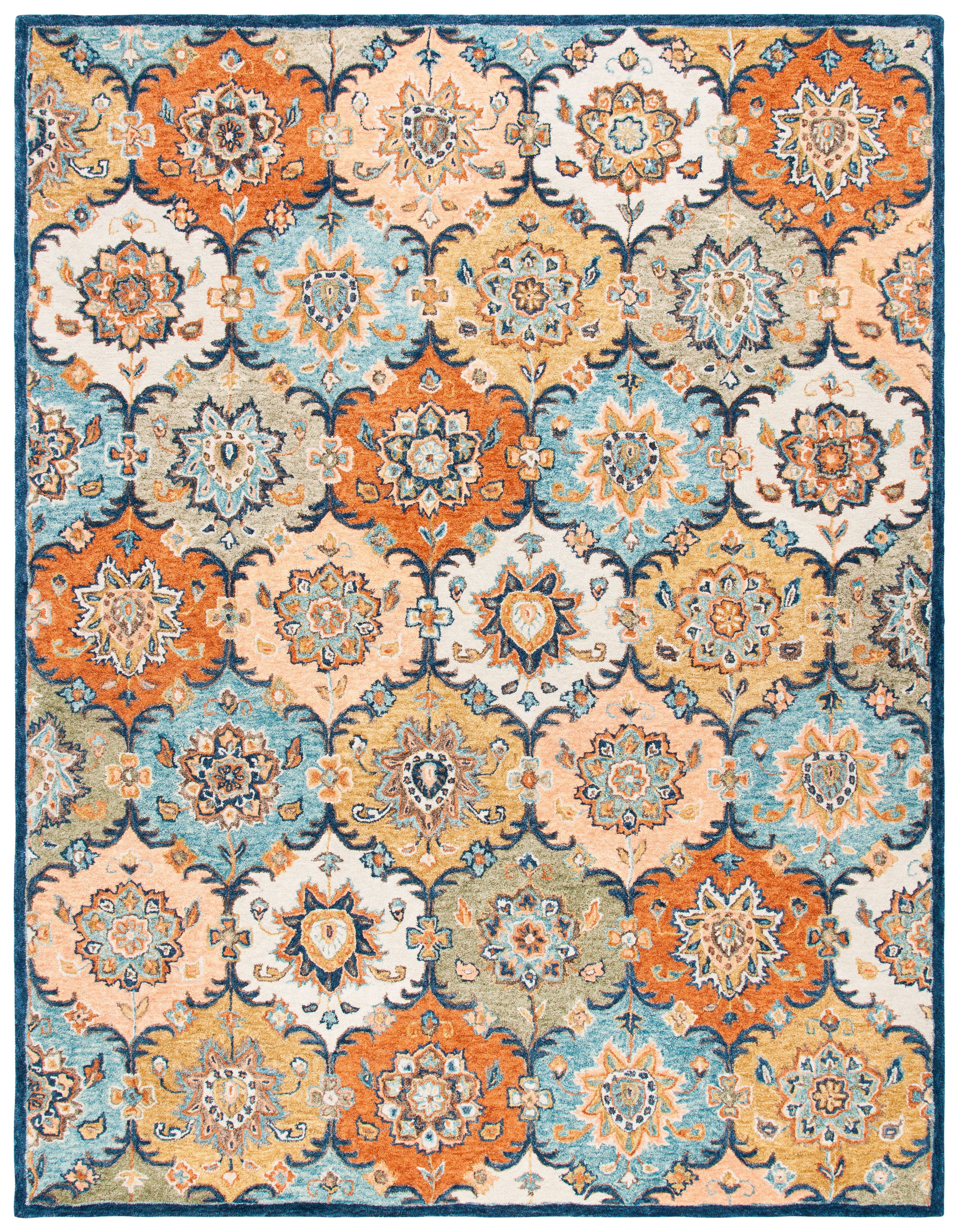 SAFAVIEH Heritage Skylar Oriental Wool Area Rug, Blue/Rust, 9' x 12'