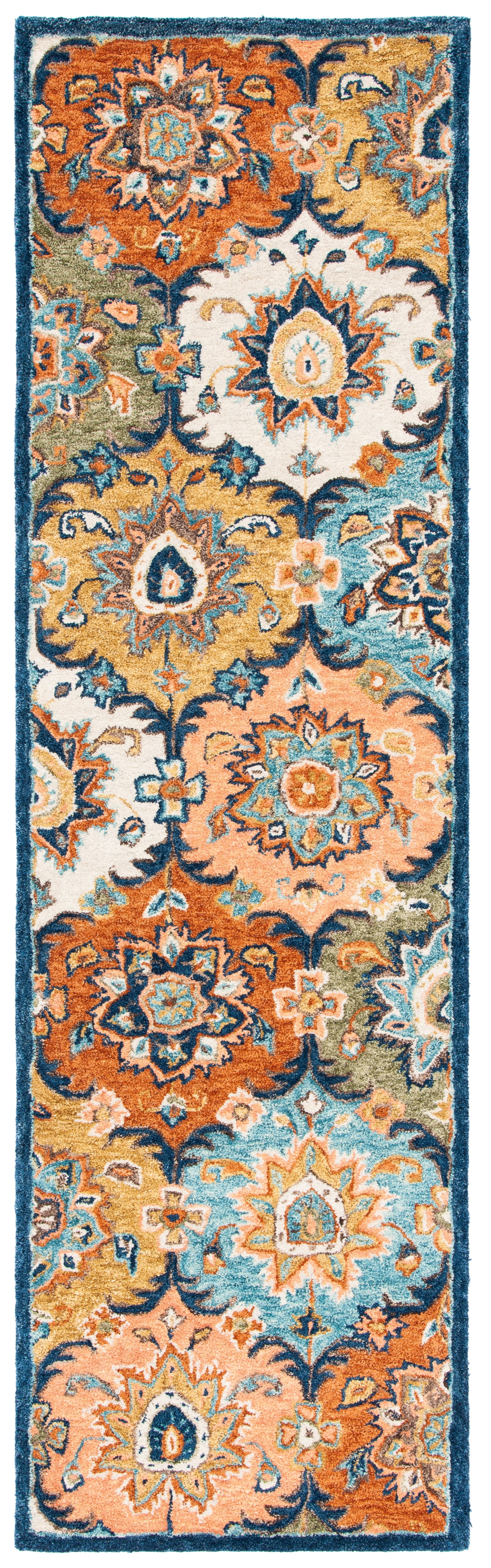 SAFAVIEH Heritage Skylar Oriental Wool Runner Rug, Blue/Rust, 2'3" x 8'