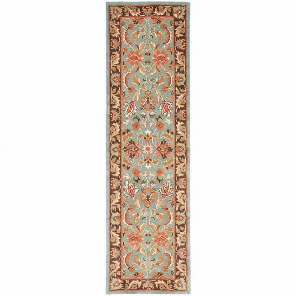 Heritage Blue and Brown Floral Wool Tufted Rug