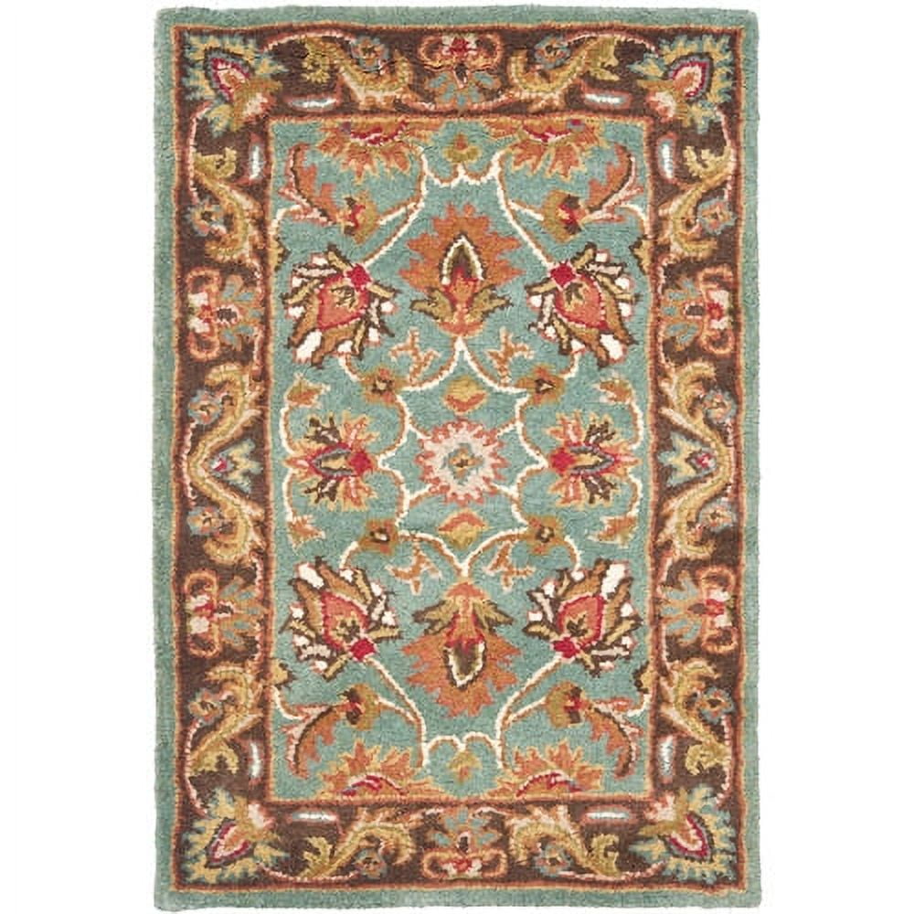 Elegant Traditions Hand-Tufted Wool Rectangular Rug in Blue/Brown - 2' x 3'
