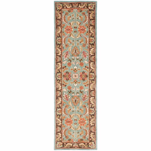 Elegant Heritage Blue and Brown Hand-Tufted Wool Runner Rug
