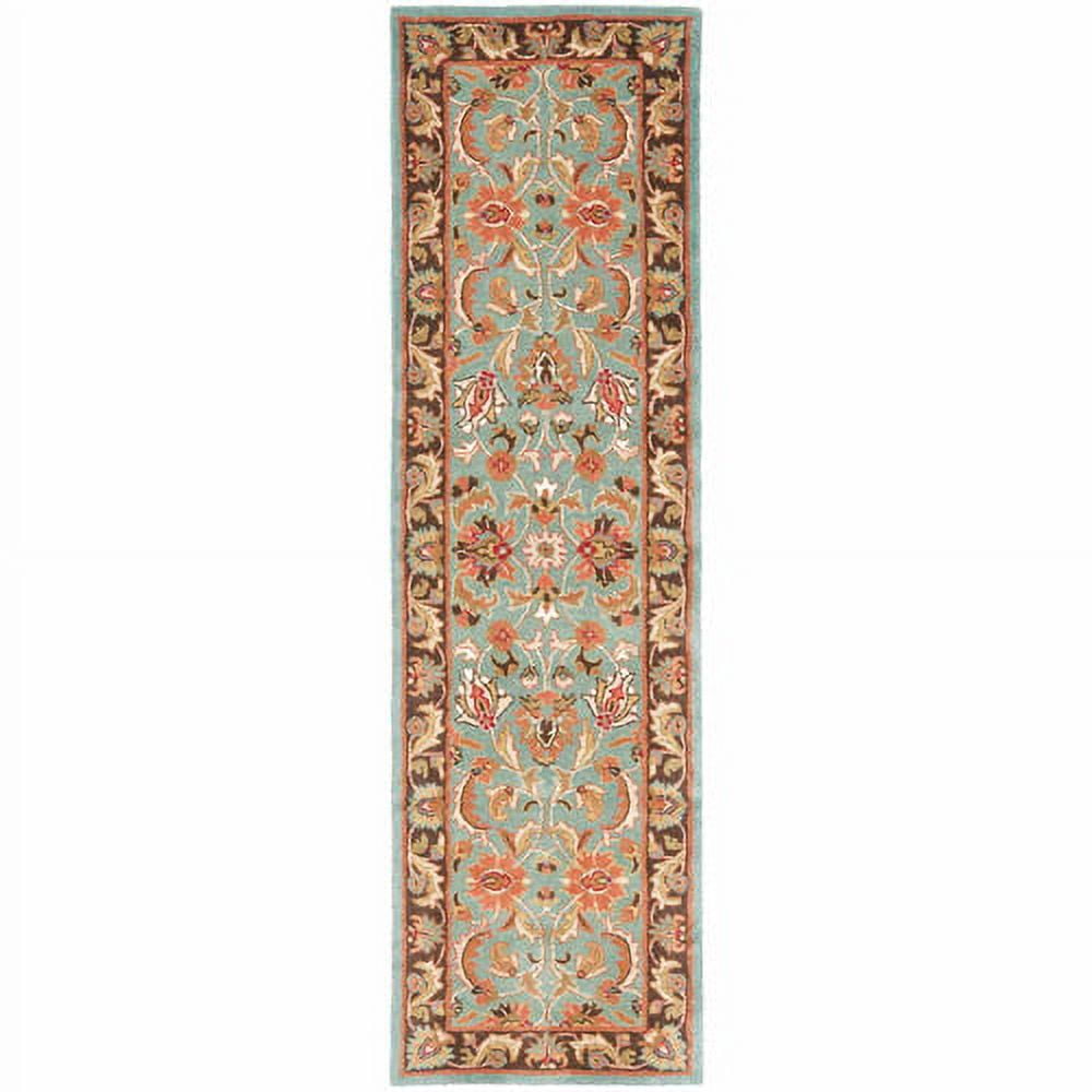 Elegant Heritage Blue and Brown Hand-Tufted Wool Runner Rug